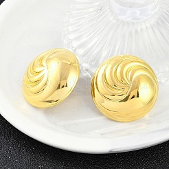 女性用304ステンレススチールスタッドピアス  テクスチャラウンド  ゴールドカラー  30mm&nbsp;STAS-Z111-09G