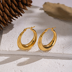Oval 304 Stainless Steel Hoop Earrings&nbsp;KF5273