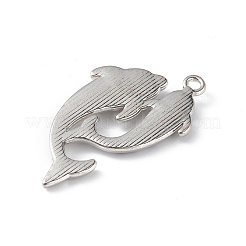 合金ラインストーンペンダント  魚のチャーム  カドミウムフリー＆鉛フリー  プラチナ  42x23x3mm  穴：2.5mm&nbsp;PALLOY-M206-15P