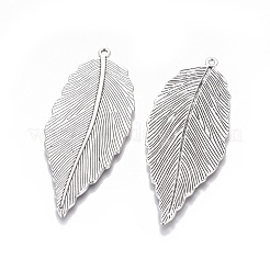 Tibetan Style Alloy Leaf Large Pendants&nbsp;TIBEP-S607-AS-LF