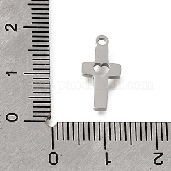 イースター 304 ステンレス ペンダント  ハートチャーム付きクロス  艶出し  ステンレス鋼色  15.5x7.5x1.5mm  穴：1.5mm&nbsp;STAS-E532-02G