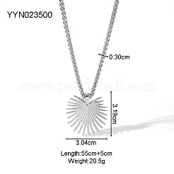 レトロな304ステンレススチールペンダントヒップホップネックレス  銀色のメッキ  ハート  21.65インチ（55cm）&nbsp;OC7318-3