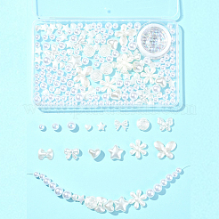 DIY ABSプラスチック模造真珠ビーズブレスレットジュエリー作成キット  ホワイト  25x22.5x6mm  穴：1.5mm&nbsp;DIY-FS0006-53