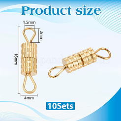 304ステンレススチール製スクリュークラップ10個  ゴールドカラー  16x4x4mm  穴：2x1.5mm&nbsp;STAS-UN0064-39