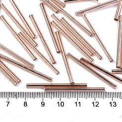 電気メッキガラスラッパビーズ  丸い穴  メタリックカラー  ローズゴールドメッキ  30x2.5mm  穴：1mm  約1500個/袋&nbsp;SEED-S043-02A-03