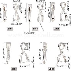 10個 5スタイル 925スターリングシルバーアイスピックピンチベイル  925銀メッキ  8~10x4~9x2~3mm  穴：3~5x3~4mm  ピン：0.5~0.8mm  2個/スタイル&nbsp;STER-FH0001-03