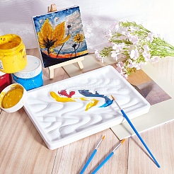 塗装用品  プラスチック模倣セラミックパレット付き  長方形の水彩油パレット＆アートブラシペン値セット  ミックスカラー&nbsp;AJEW-NB0001-78