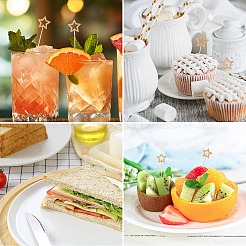 100Pcs Star Bamboo Cake Toppers with  Stick&nbsp;AJEW-CN0005-61