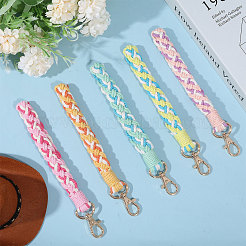 5Pcs 5 Colors Handmade Macrame Cotton Wristlet Bracelet Keychain Pendant Decoration&nbsp;HJEW-GL0001-15
