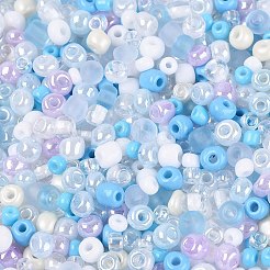 ガラスシードビーズ  混合スタイル  ロンデル  ライトスカイブルー  2.5~4.5x1.5~4mm  穴：0.9~1.4mm  約6600個/ポンド&nbsp;SEED-Q041-05