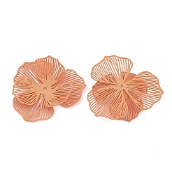 スプレー塗装された鉄ビーズキャップ  花  オレンジ  37x39x7mm  穴：1.4mm&nbsp;IFIN-Z004-02D