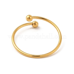 Ion Plating(IP) 304 Stainless Steel Wire Wrapped Open Cuff Ring for Women&nbsp;RJEW-E066-12G