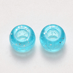 プラスチックビーズ  グリッターパウダー付き  ロンデル  ミックスカラー  9x6mm  穴：3.5mm  約190個/50g&nbsp;X-KY-R019-02