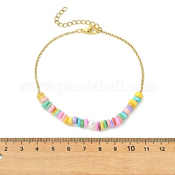 Natural Dyed Freshwater Shell Nuggets Beaded 304 Stainless Steel Cable Chain Anklets for Women&nbsp;AJEW-AN00827-03