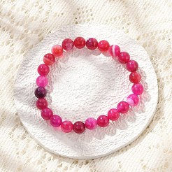 Natural Striped Agate/Banded Agate Beaded Stretch Bracelets&nbsp;BJEW-JB02564