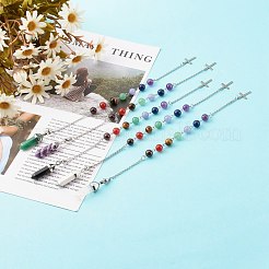 Natural Mixed Gemstone Pointed Dowsing Pendulums&nbsp;PALLOY-JF00765
