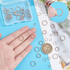 60個 4スタイル 304ステンレススチールオープン丸カン  ツイストラウンド  ローズゴールド  6~12x1~1.5mm  内径：4~9mm  15個/スタイル&nbsp;STAS-UN0038-41