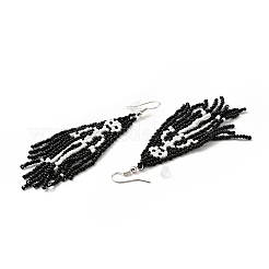 Glass Seed Braided Skeleton Chandelier Earrings&nbsp;EJEW-B012-01