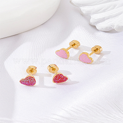 4Pcs 2 Colors Stainless Steel Enamel Stud Earrings&nbsp;EJEW-LP0001-83