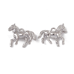 真鍮チャーム  カドミウムフリー＆ニッケルフリー＆鉛フリー  馬のチャーム  プラチナメッキ  16x19x5mm  穴：1.5mm&nbsp;KK-K271-21P