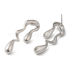Rack Plating Brass Melting Teardro Dangle Stud Earrings for Women&nbsp;EJEW-Z019-01P
