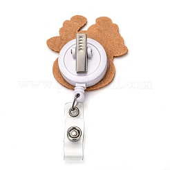 クリスマストナカイ/クワガタ/鹿フェルト＆ABSプラスチックバッジリール  格納式バッジホルダー  鉄ワニ口クリップ付き  プラチナ  チョコレート  10.5cm  鹿：66x55x24mm&nbsp;AJEW-I053-03