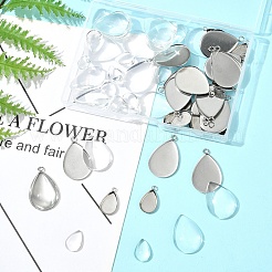DIY Teardrop 304 Stainless Steel Pendant Making Kits&nbsp;DIY-FS0008-40