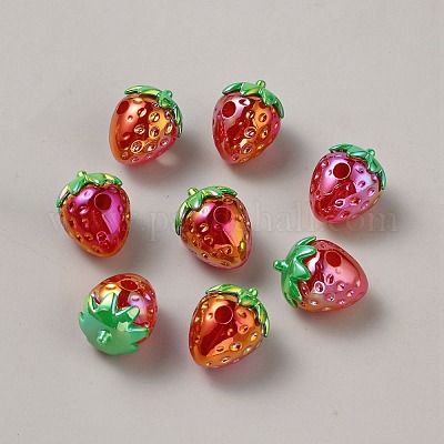 アクリルビーズ  苺  レッド  22.5x17x17mm  穴：3.7mm&nbsp;DIY-WH0430-745-1
