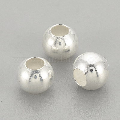 925スターリングシルバービーズ  ラウンド  銀  6x5.5mm  穴：2mm&nbsp;STER-S002-12-6mm-1