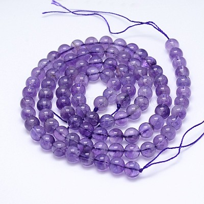 Natural Amethyst Round Bead Strands&nbsp;G-M212-4mm-02A-1