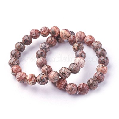 Natural Leopard Skin Jasper Beads Stretch Bracelets&nbsp;BJEW-F380-01-B12-1