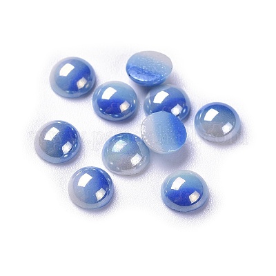 不透明ガラスカボション  縞模様  半円  カラフル  6~6.5x3mm&nbsp;GGLA-S038-10E-6mm-1