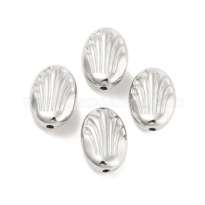 CCBプラスチックビーズ  オーバル  プラチナ  17x12x6mm  穴：1.6mm  約769個/500g&nbsp;CCB-S164-19P-1