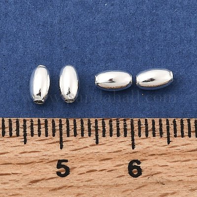 真鍮ビーズ  ライス  銀  5.5x3.5mm  穴：1mm&nbsp;KK-P344-07S-1