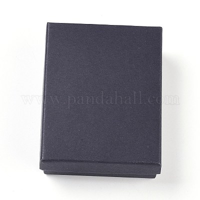 厚紙のジュエリーセットボックス  内部のスポンジ  長方形  ブラック  9x6.9x2.7cm&nbsp;CBOX-G015-03-1