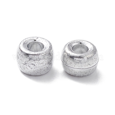 プラスチックメッキビーズ  バレル  銀メッキ  9x6.5mm  穴：3.7mm  約1700個/500g&nbsp;KY-C013-01B-1