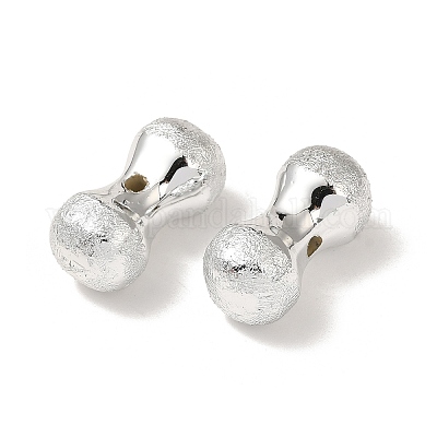 UVメッキ CCB プラスチックビーズ  テクスチャー  ダンベル  銀  17.5x8.5mm  穴：1.8mm&nbsp;FIND-Z066-01A-1