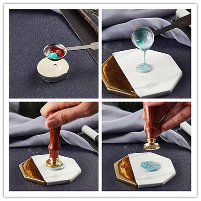 Brass Wax Seal Stamp with Handle&nbsp;AJEW-WH0184-0171-1