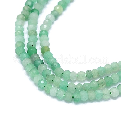 天然エメラルドビーズ連売り 多面カット ロンデル 2~2.5x2mm 穴：0.5mm