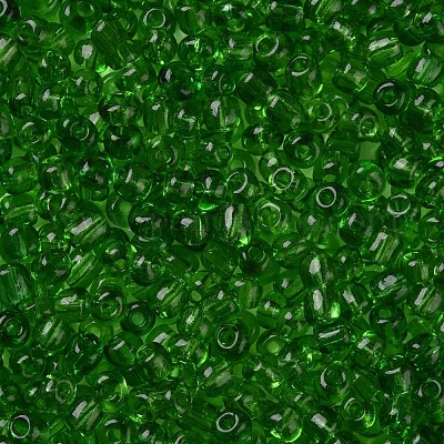 ガラスシードビーズ  トランスペアレント  ラウンド  グリーン  6/0  4mm  穴：1.5mm  約4500ビーズ/ポンド&nbsp;SEED-A004-4mm-7-1