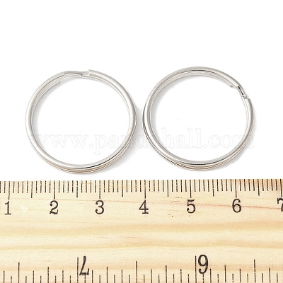 アイアン製キーリング  ダブルループ丸カン  ラックめっき  プラチナ  25~25.5x2.5mm  内径：21.5~22mm&nbsp;FIND-B046-07A-P-1