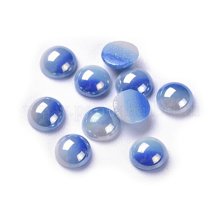 不透明ガラスカボション  縞模様  半円  カラフル  6~6.5x3mm&nbsp;GGLA-S038-10E-6mm-1