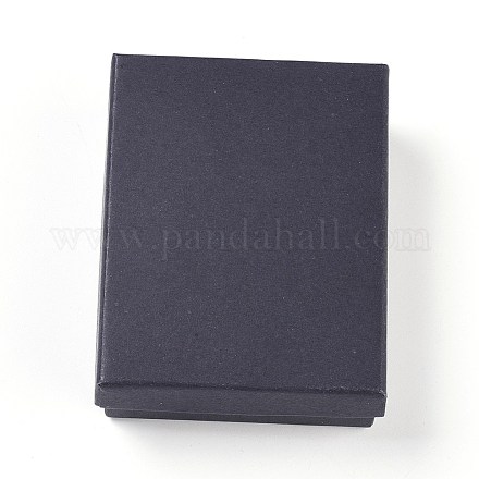 厚紙のジュエリーセットボックス  内部のスポンジ  長方形  ブラック  9x6.9x2.7cm&nbsp;CBOX-G015-03-1
