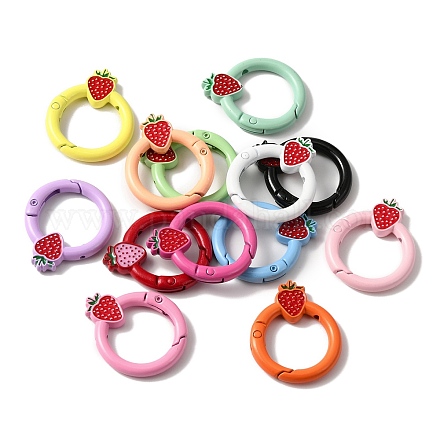 Spray Painted Alloy Spring Gate Rings&nbsp;PALLOY-R141-04-1