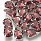Sew on Rhinestone, Multi-strand Links, Glass Rhinestone, with Brass Prong Settings, Garments Accessories, Faceted, teardrop, Platinum, Dark Red, 8x5.5x4mm, Hole: 0.8~1mm