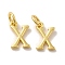 Brass Pendants, Cadmium Free & Nickel Free & Lead Free, with Jump Ring, Letter X, 10x7x1.5mm, ring: 5~6x0.8~1mm, inner diameter: 3~4mm