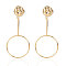 Alloy Stud Dangle Earrings, Golden, Ring, 80x35mm