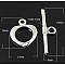 925 Sterling Silver Toggle Clasps, Ring: 13x11mm, Bar: 21x6mm, Hole: 1mm