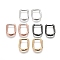 Brass Huggie Hoop Earrings, Rectangle, Mixed Color, 12 Gauge, 15.5x11.5x2mm, Pin: 1mm