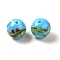 Handmade Lampwork Beads, Round, Deep Sky Blue, 11~12.5x10~12mm, Hole: 1~1.8mm